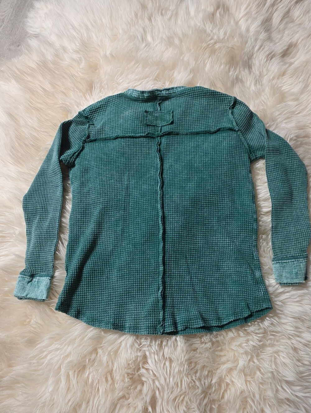 Zenana Mineral Wash Waffle Henley Women's Small Cotton - Picture 2 of 10